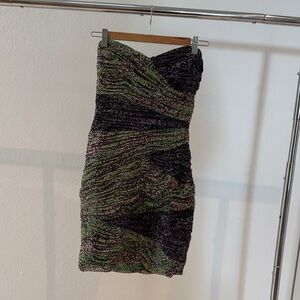 Very flattering! BCBGMaxAzria Strapless Green and Black Dress